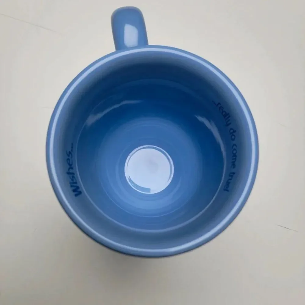 Wizard of Oz Pedestal Coffee Mug Blue Wishes Really Do Come True Dorothy Cup